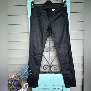 Super Skinny Super Low Waist waxed look denim jeans black